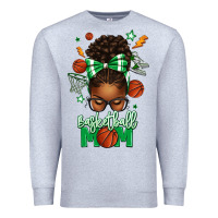 Heather Grey Basketball Mom Afro Messy Bun Premium Sweatshirt - texasbilliewilder