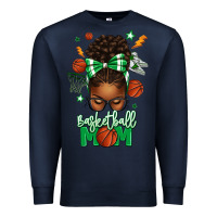 Navy Basketball Mom Afro Messy Bun Premium Sweatshirt - texasbilliewilder