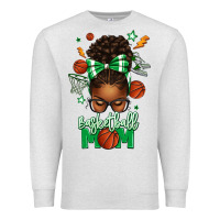 Oatmeal Heather Basketball Mom Afro Messy Bun Premium Sweatshirt - texasbilliewilder