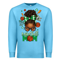 Ocean Blue Basketball Mom Afro Messy Bun Premium Sweatshirt - texasbilliewilder