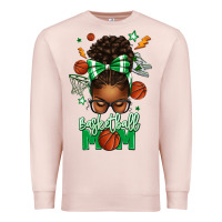 Pale Pink Basketball Mom Afro Messy Bun Premium Sweatshirt - texasbilliewilder