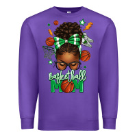 Purple Basketball Mom Afro Messy Bun Premium Sweatshirt - texasbilliewilder
