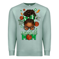 Seafoam Basketball Mom Afro Messy Bun Premium Sweatshirt - texasbilliewilder