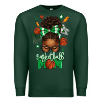Sports Green Basketball Mom Afro Messy Bun Premium Sweatshirt - texasbilliewilder