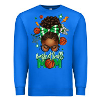 True Royal Basketball Mom Afro Messy Bun Premium Sweatshirt - texasbilliewilder