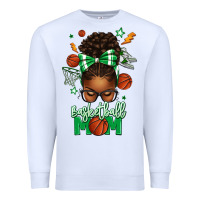 White Basketball Mom Afro Messy Bun Premium Sweatshirt - texasbilliewilder