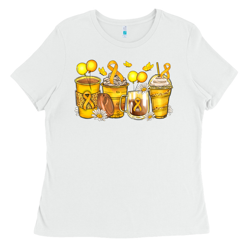 Childhood Cancer Coffee Cups Ladies Tee by Zillion Design Studio | Teevron