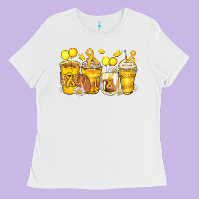 Childhood Cancer Coffee Cups Ladies Tee Designed By Zillion Design Studio
