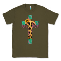 Army Green Believe Cross Classic Tee - Jasminsmagicworld