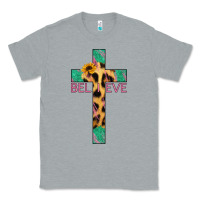 Heather Grey Believe Cross Classic Tee - Jasminsmagicworld