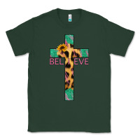 Sports Green Believe Cross Classic Tee - Jasminsmagicworld