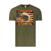 Vintage Olive American Flag Eagle Vintage Tee - LillyAllenDesigns