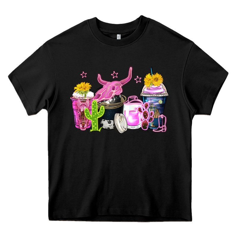 Neon Western Coffee Cups Heavy Core Tee by Zillion Design Studio | Teevron