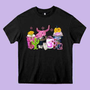 Neon Western Coffee Cups Heavy Core Tee Designed By Zillion Design Studio