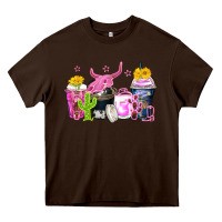 Chocolate Brown neon western coffee cups Heavy Core Tee - Zillion Design Studio