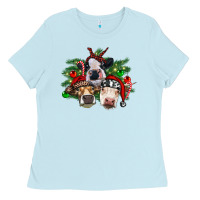 Christmas Cows With Tree Ladies Tee | Teevron