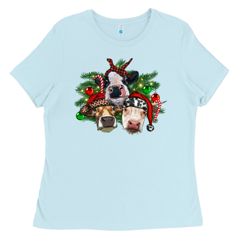 Christmas Cows With Tree Ladies Tee by RanaPortraitStore | Teevron