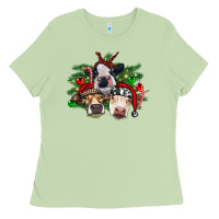 Matcha christmas cows with tree Ladies Tee - RanaPortraitStore