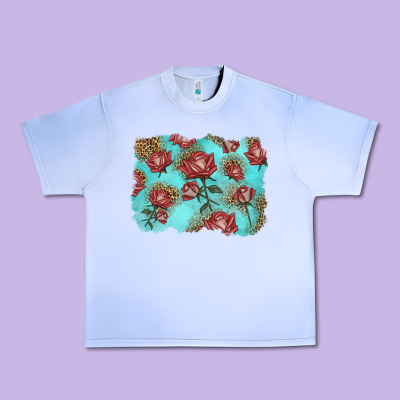 Red Roses With Leopard Background Urban Heavy Tee Designed By Lillyallendesigns