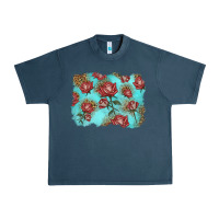 Midnight Navy red roses with leopard background Urban Heavy Tee - LillyAllenDesigns
