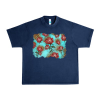 Navy red roses with leopard background Urban Heavy Tee - LillyAllenDesigns