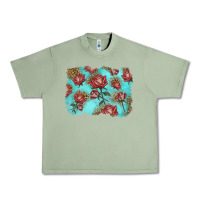 Oil Green red roses with leopard background Urban Heavy Tee - LillyAllenDesigns
