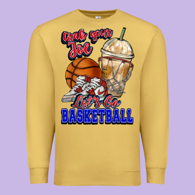 Grab Your Joe Let's Go Basketball Premium Sweatshirt Designed By Nancycooperartshop