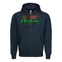 Navy merry christmas Zipper Hoodie - BundleAndBundleShop