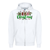 White merry christmas Zipper Hoodie - BundleAndBundleShop