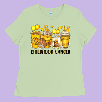 Childhood Cancer Coffee Cups Ladies Tee Designed By Zillion Design Studio