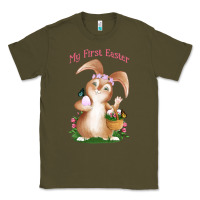 Army Green Babies First Easter Girls Classic Tee - Jasminsmagicworld