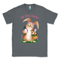 Charcoal Heather Babies First Easter Girls Classic Tee - Jasminsmagicworld