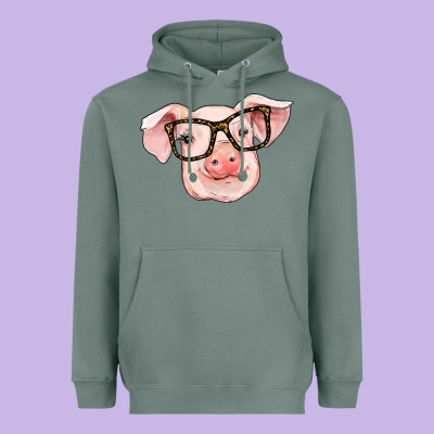 Pig With Glasses Heavyweight Hoodie Designed By Ranaportraitstore