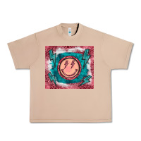 Western Lightning Bolt Smiling Face Turquoise Urban Heavy Tee | Teevron