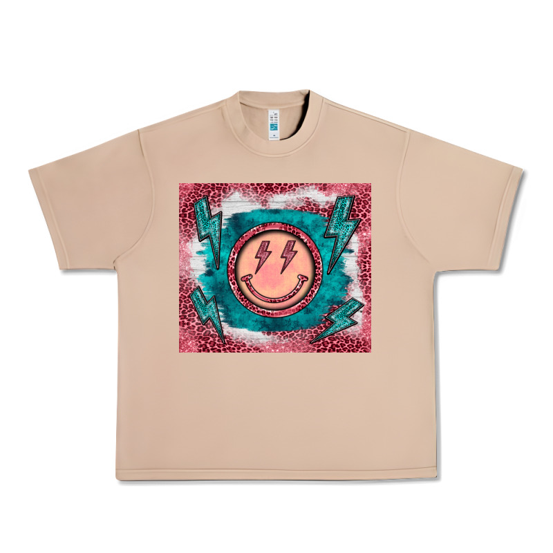 Western Lightning Bolt Smiling Face Turquoise Urban Heavy Tee by BarkalooDesign | Teevron