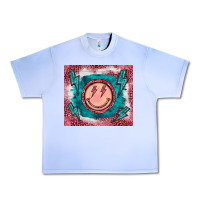 Grape Ice western lightning bolt smiling face turquoise Urban Heavy Tee - BarkalooDesign