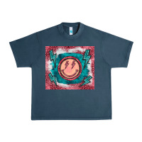 Midnight Navy western lightning bolt smiling face turquoise Urban Heavy Tee - BarkalooDesign