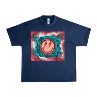 Navy western lightning bolt smiling face turquoise Urban Heavy Tee - BarkalooDesign