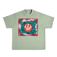Oil Green western lightning bolt smiling face turquoise Urban Heavy Tee - BarkalooDesign