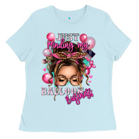 Baby Blue just minding my balloon business messy bun Ladies Tee - texasbilliewilder