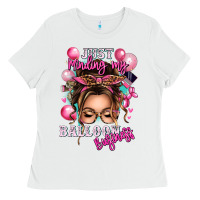 White just minding my balloon business messy bun Ladies Tee - texasbilliewilder