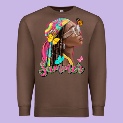 Summer Afro Premium Sweatshirt Designed By Nancycooperartshop
