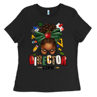 Black director life afro messy bun Ladies Tee - texasbilliewilder