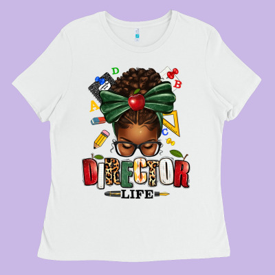 Director Life Afro Messy Bun Ladies Tee Designed By Texasbilliewilder