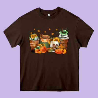 Fall Coffee Cups Heavy Core Tee Designed By Zillion Design Studio