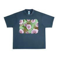 Midnight Navy pink roses with leopard background Urban Heavy Tee - LillyAllenDesigns