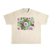Sandshell pink roses with leopard background Urban Heavy Tee - LillyAllenDesigns