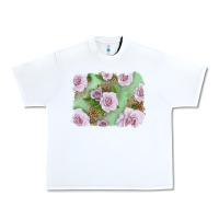 White pink roses with leopard background Urban Heavy Tee - LillyAllenDesigns