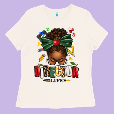 Director Life Afro Messy Bun Ladies Tee Designed By Texasbilliewilder