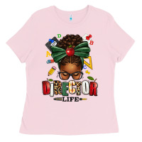 Bubblegum Pink director life afro messy bun Ladies Tee - texasbilliewilder